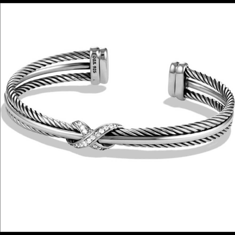 Crossover X Bracelet with Diamonds, 7mm